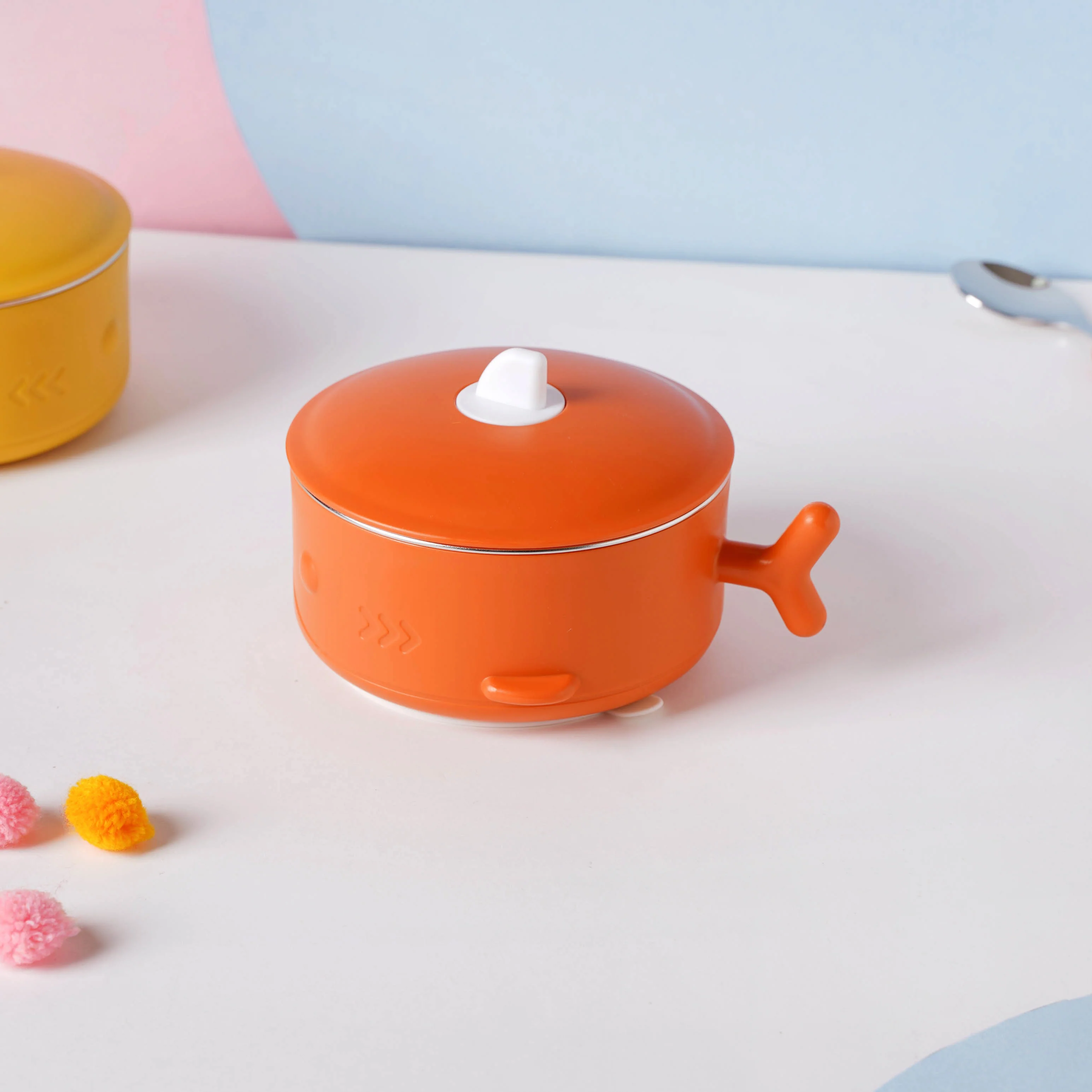 Whale Double Walled Anti-Slip Feeding Bowl Orange 400 ml - Image 7