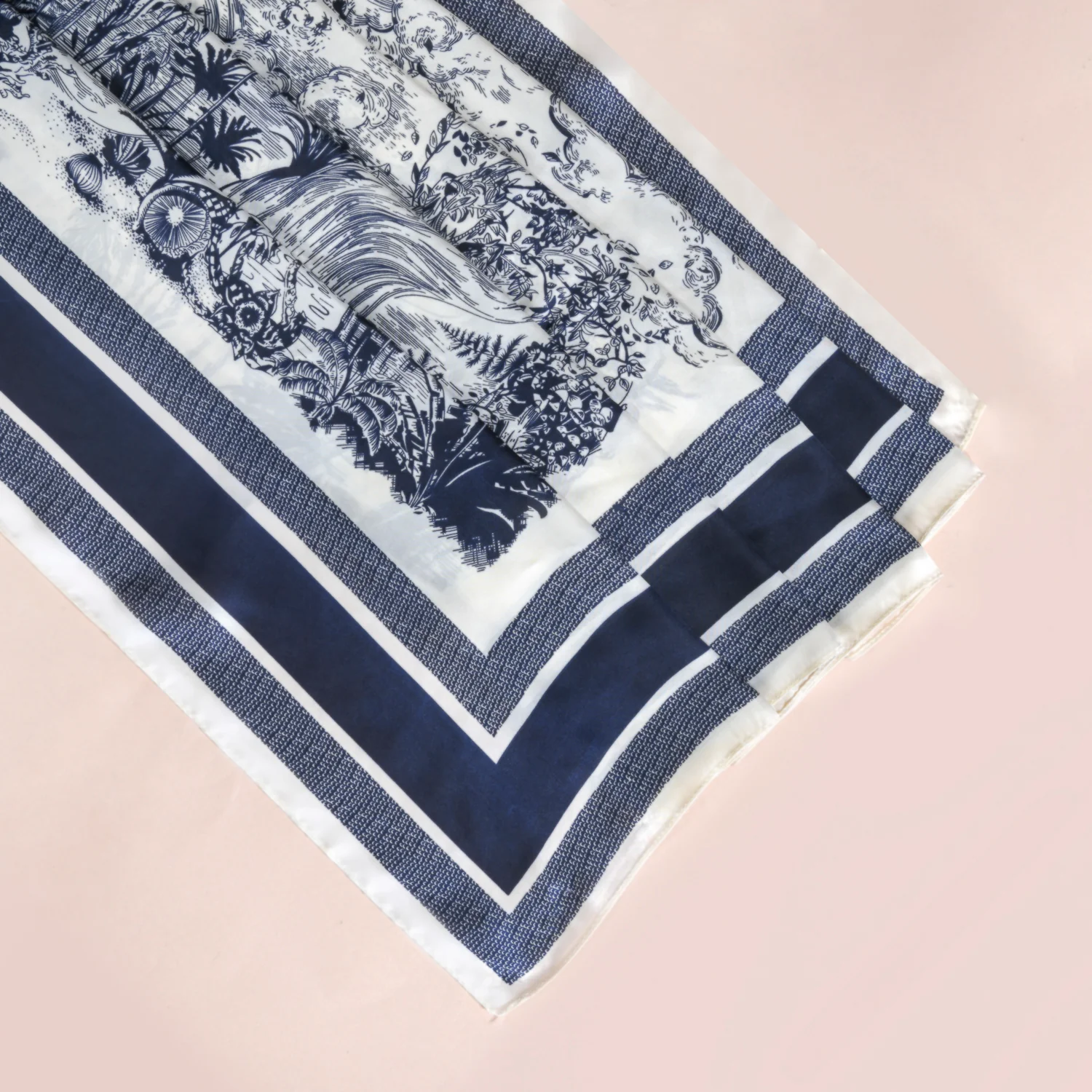 Toile De Jouy Pattern Fashion Silk Scarf - Image 6