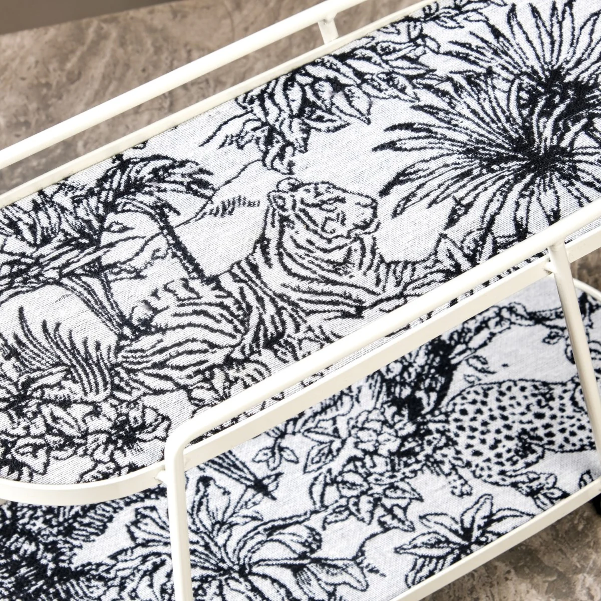 Toile De Jouy Vanity Storage Display 2 Storey Tray White - Image 5