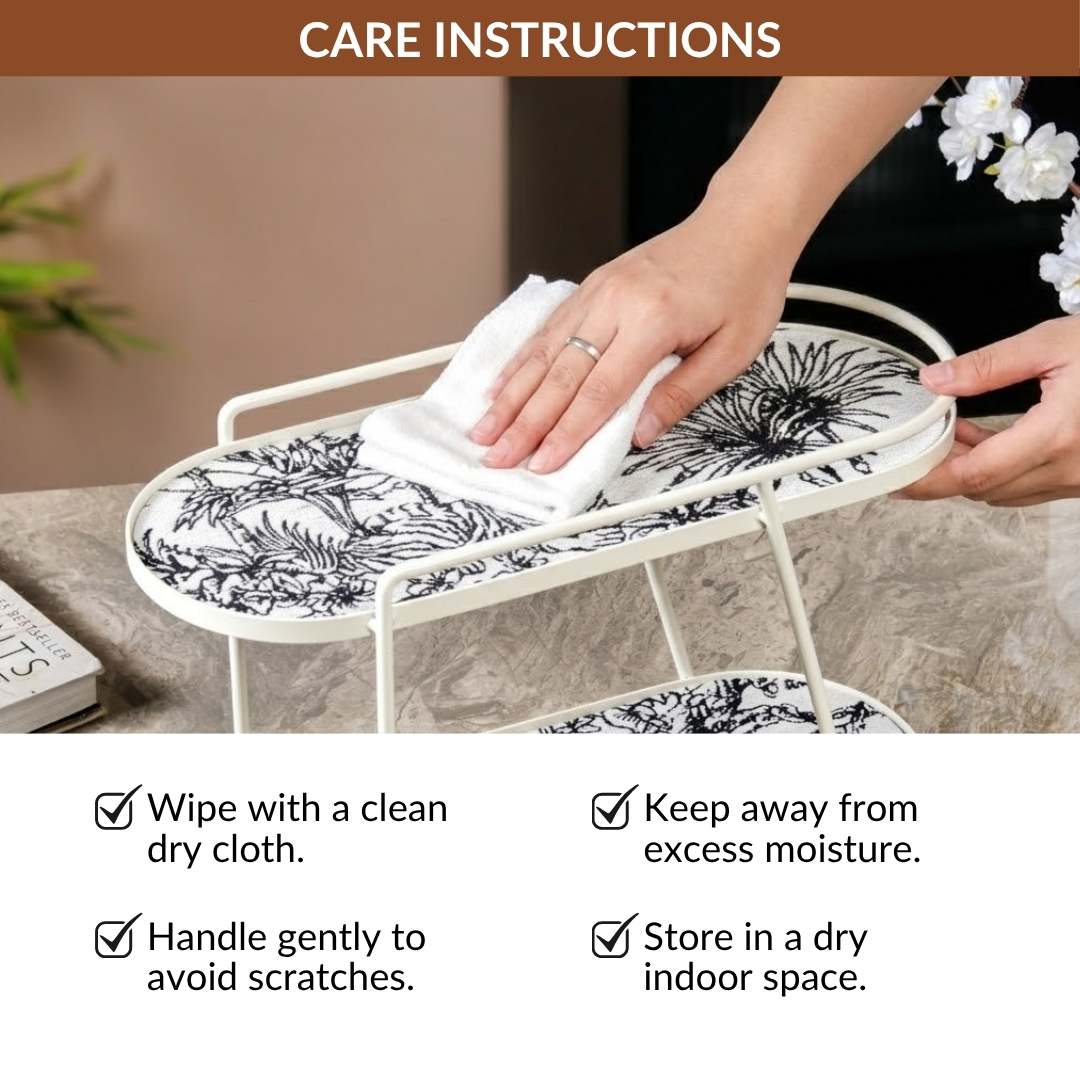 Toile De Jouy Vanity Storage Display 2 Storey Tray White - Image 8
