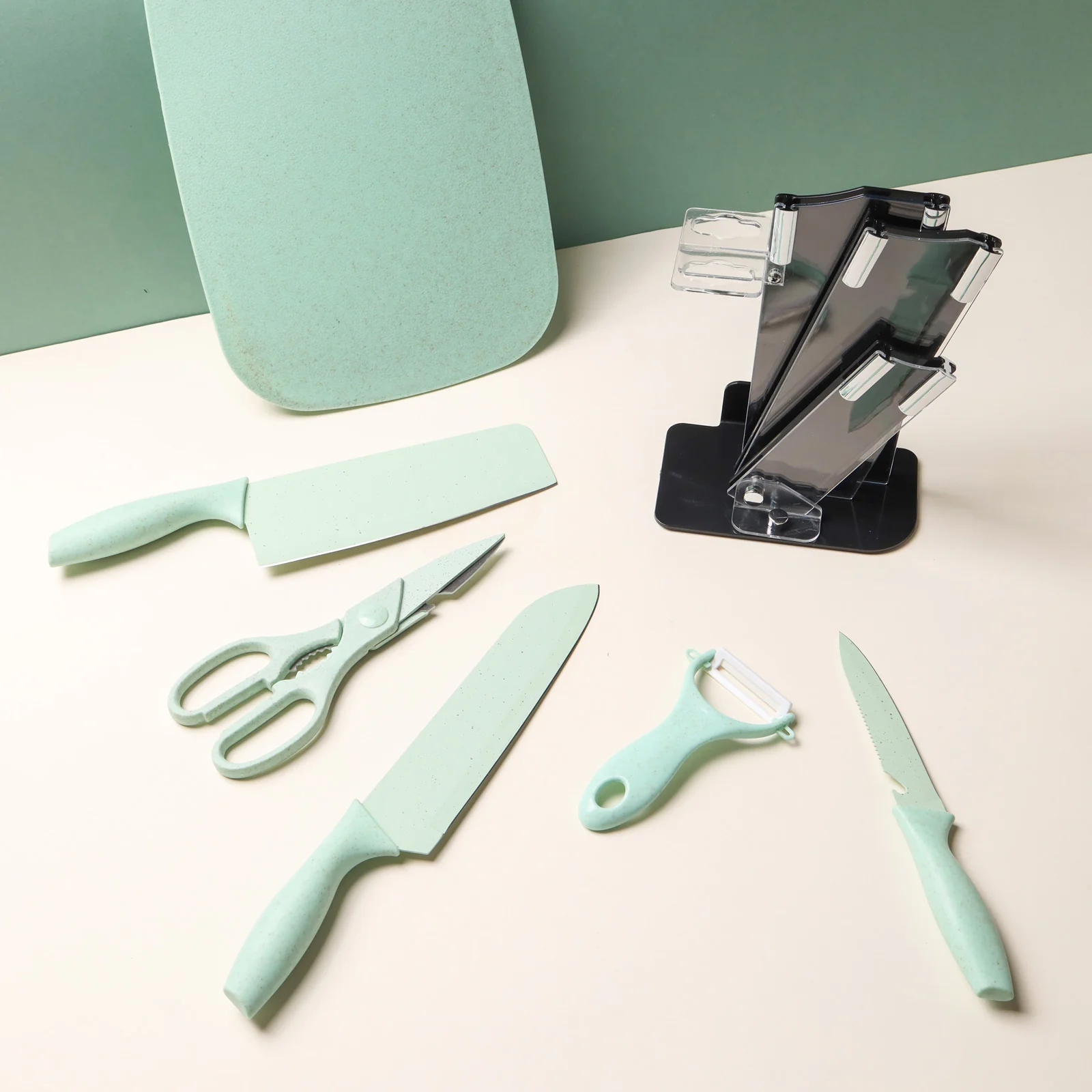 Knife Block Set - Green - Image 3