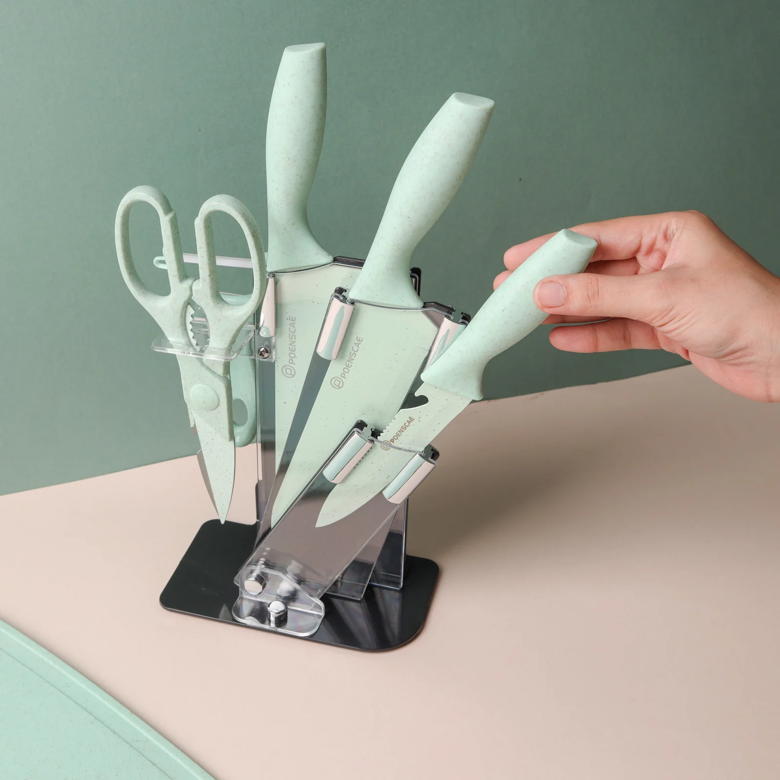 Knife Block Set - Green - Image 5