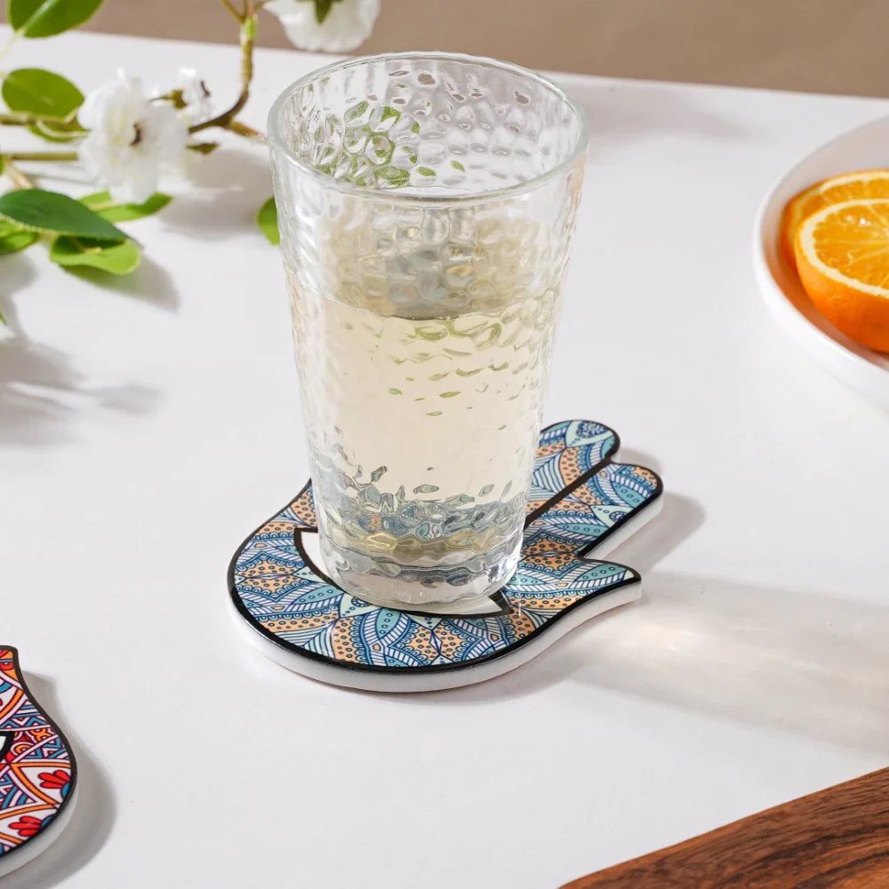 Hamsa Hand Coaster Blue - Image 4