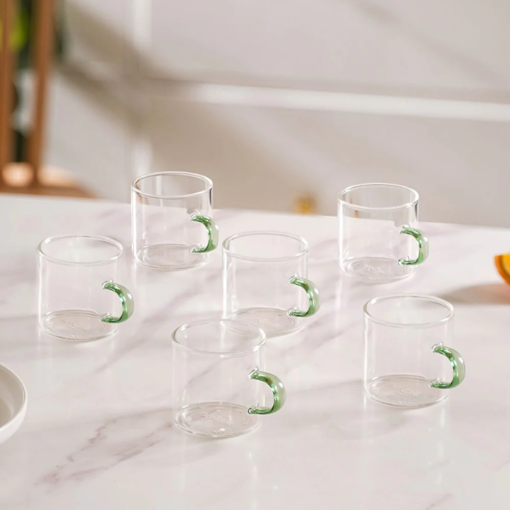 Transparent And Green Cup Set of 6 - Image 3