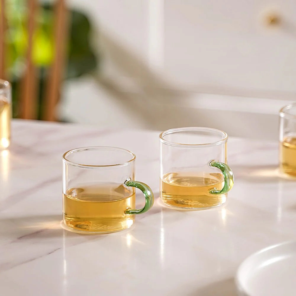 Transparent And Green Cup Set of 6 - Image 4