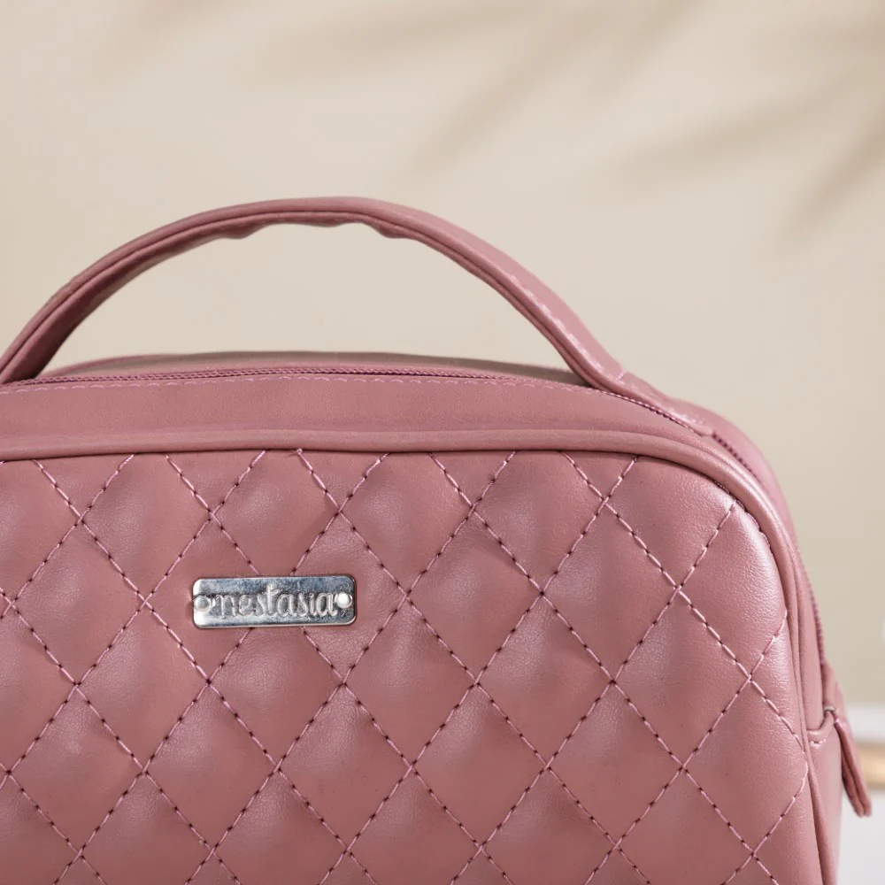 Travel And Makeup Pouch With Double Zip Pink - Image 4