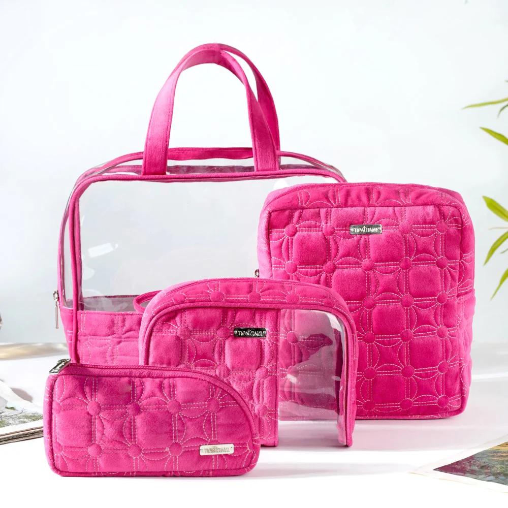 Travel Bag & Pouch Set Of 4 Pink - Image 2