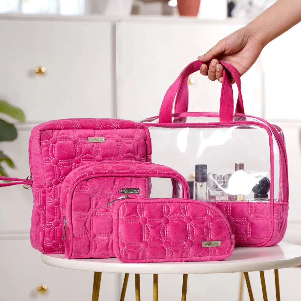 Travel Bag & Pouch Set Of 4 Pink - Image 3