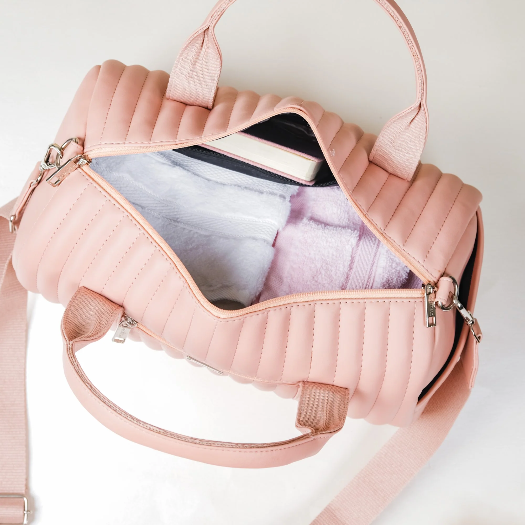 Travel Duffel Bag Pink Small 14x7 Inch - Image 5