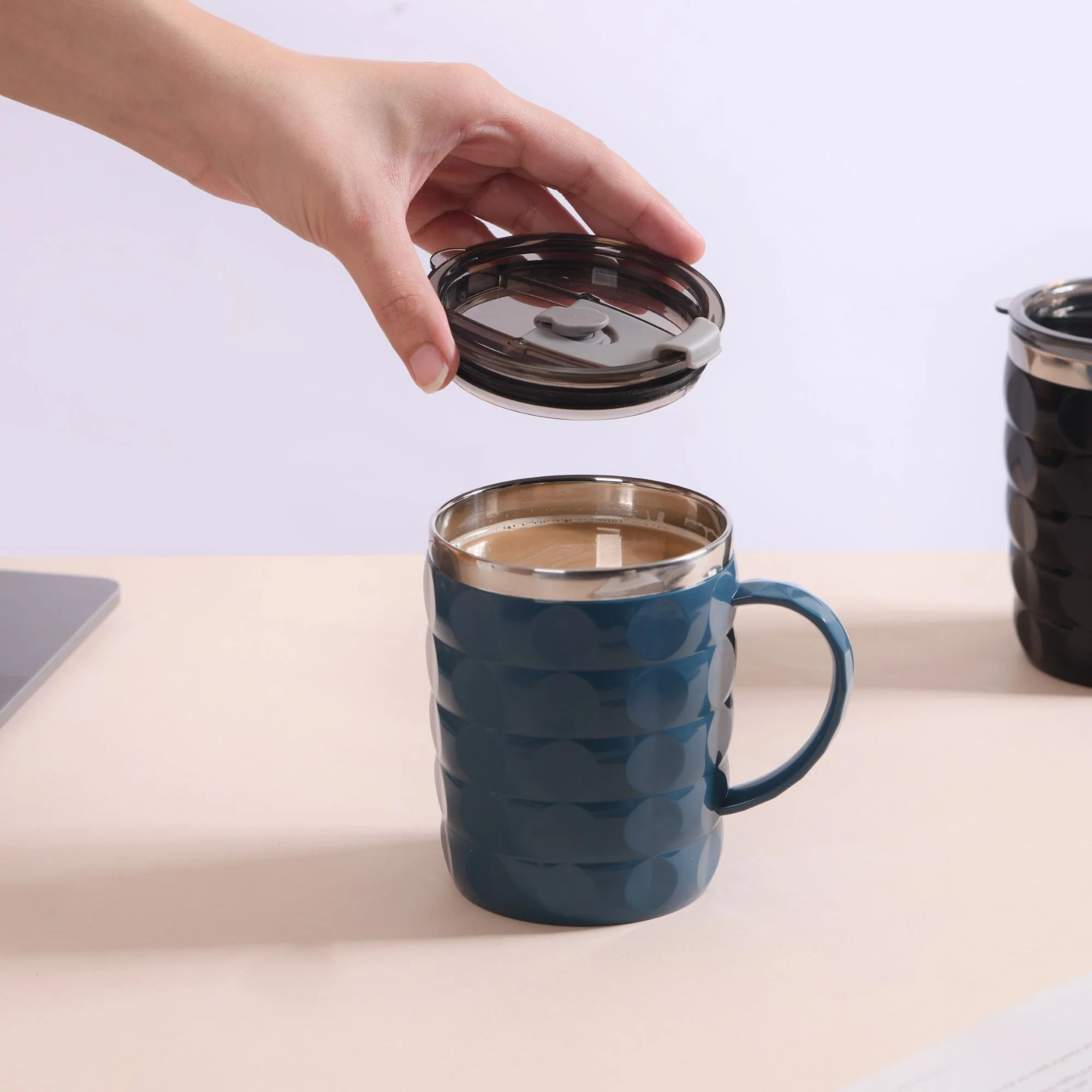 Travel Mug With Lid Set Of 2 Blue 400ml - Image 14
