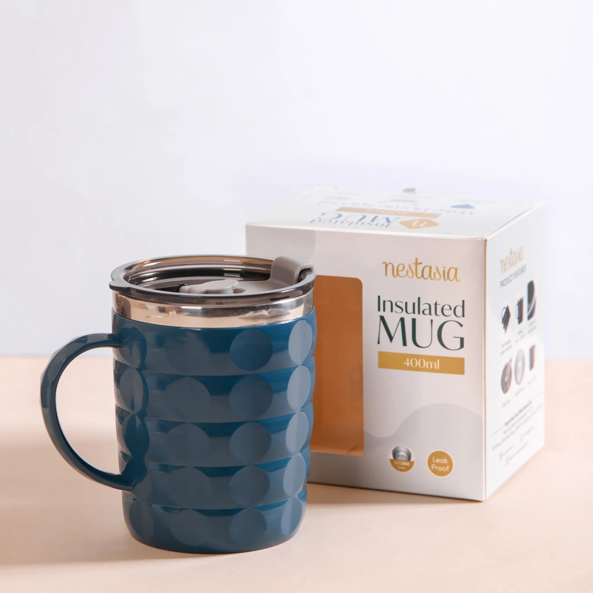 Travel Mug With Lid Set Of 2 Blue 400ml - Image 3