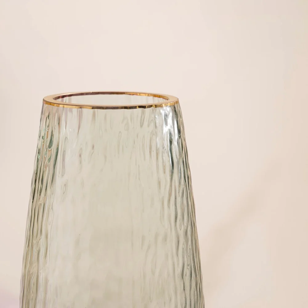 Tree Bark Textured Glass Vase Grey - Image 4