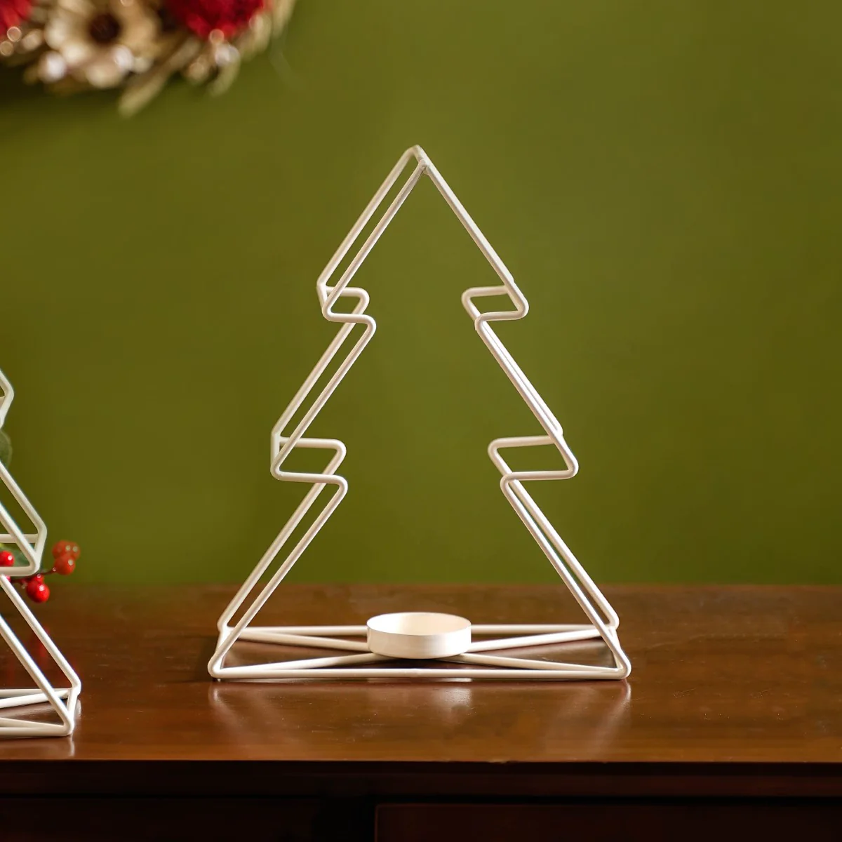 Tree Candle Holder Set of 2 Off White - Image 4
