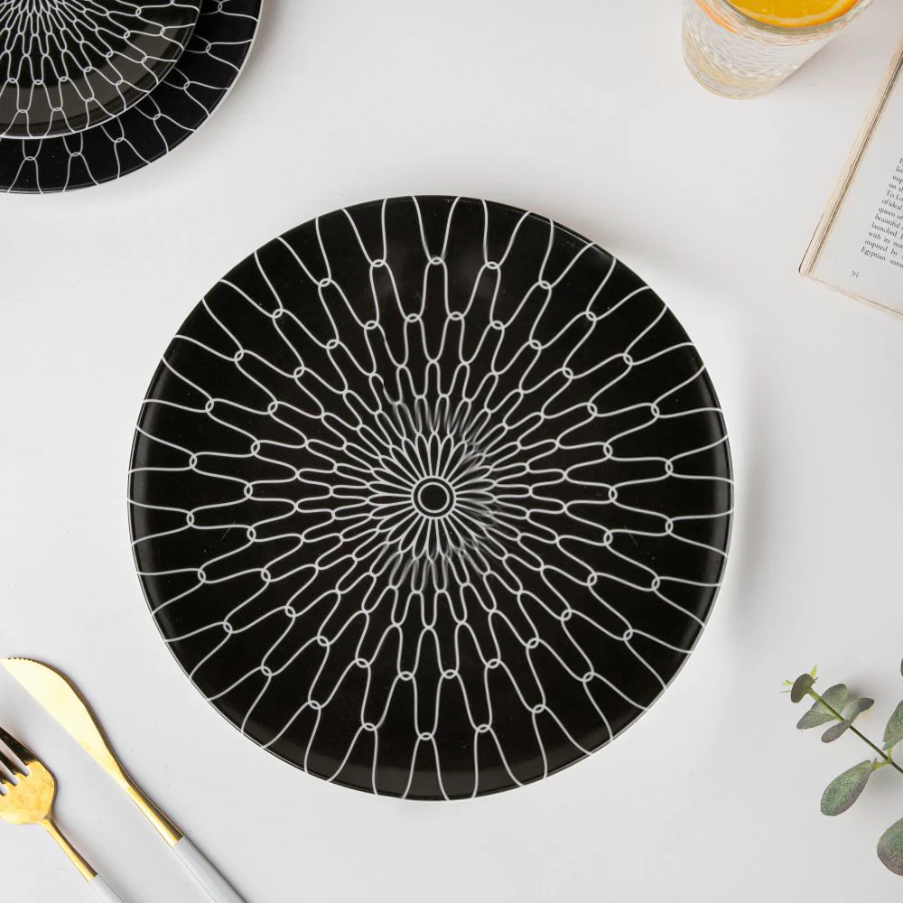 Trellis Gloss Ceramic Dinner Plate Black 10 Inch - Image 4