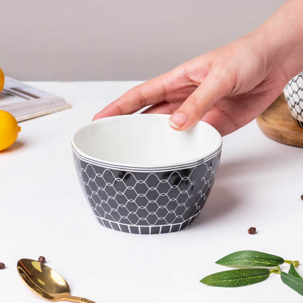 Trellis Printed Snack Bowl Black 250 ml - Image 2