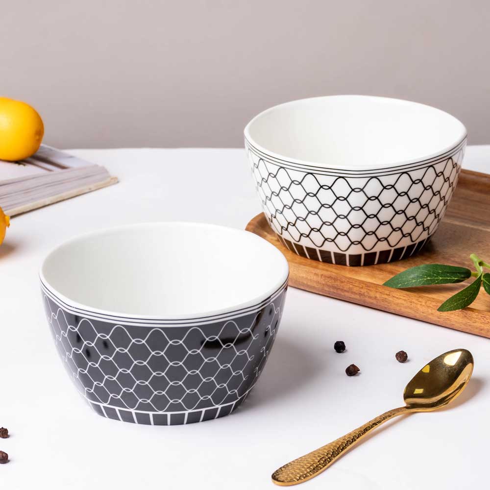 Trellis Printed Snack Bowl Black 250 ml - Image 5