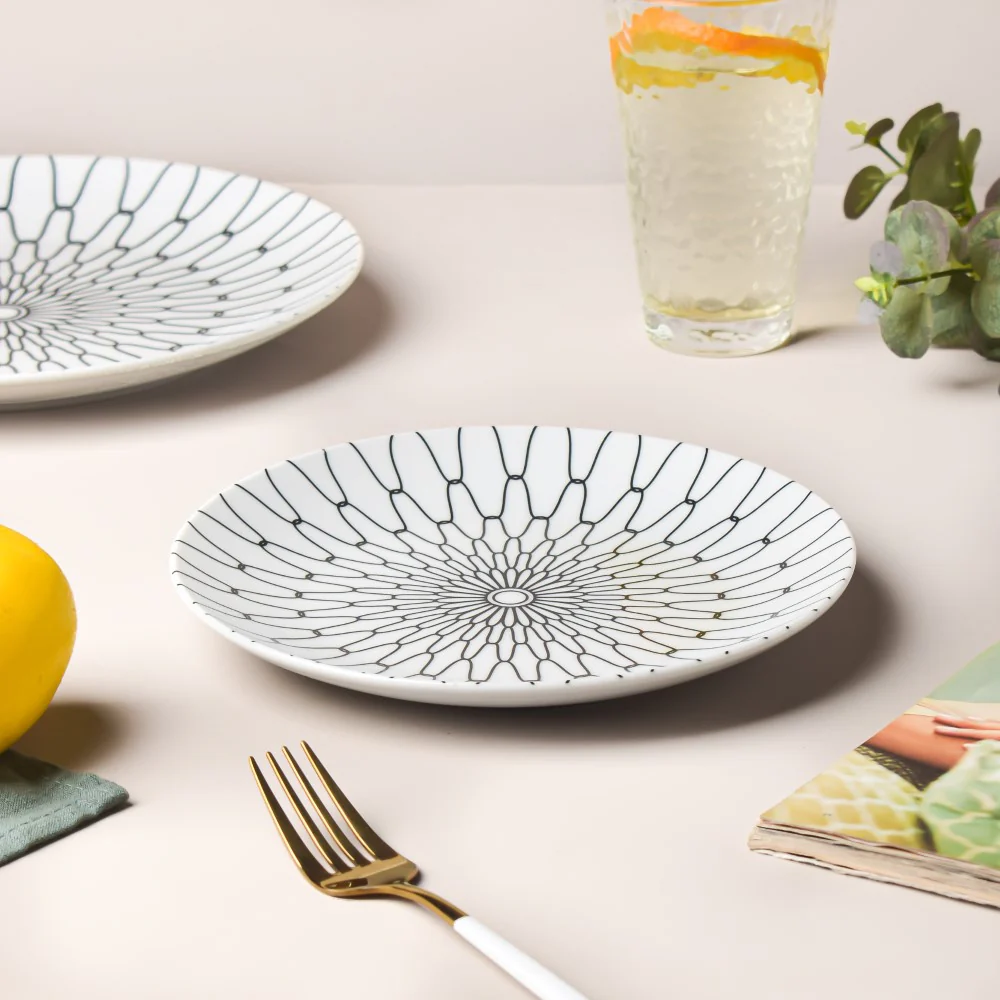 Trellis Printed Snack Plate White 8 Inch - Image 5