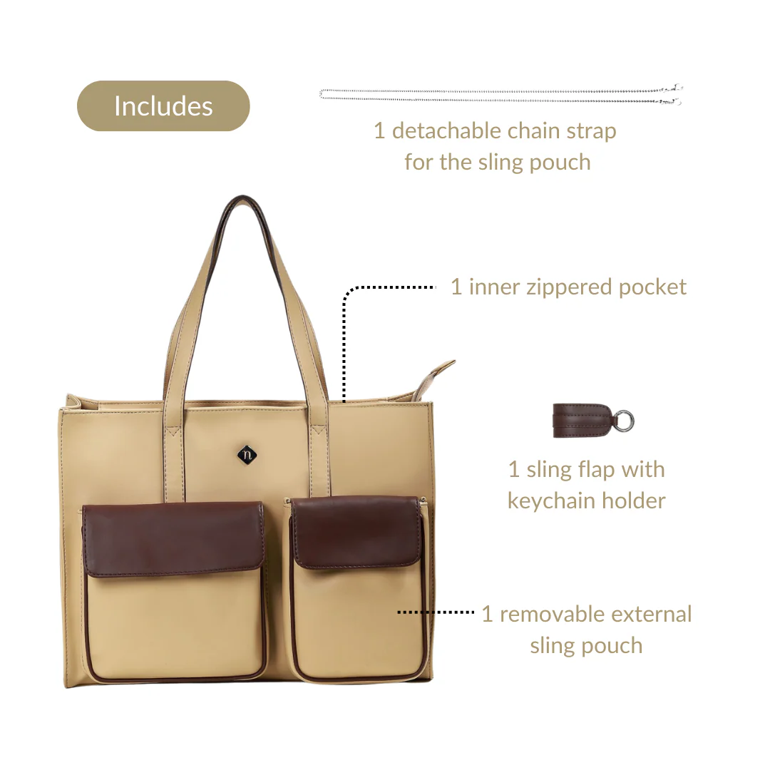 Trendy Tote Bag For Women Beige - Image 15