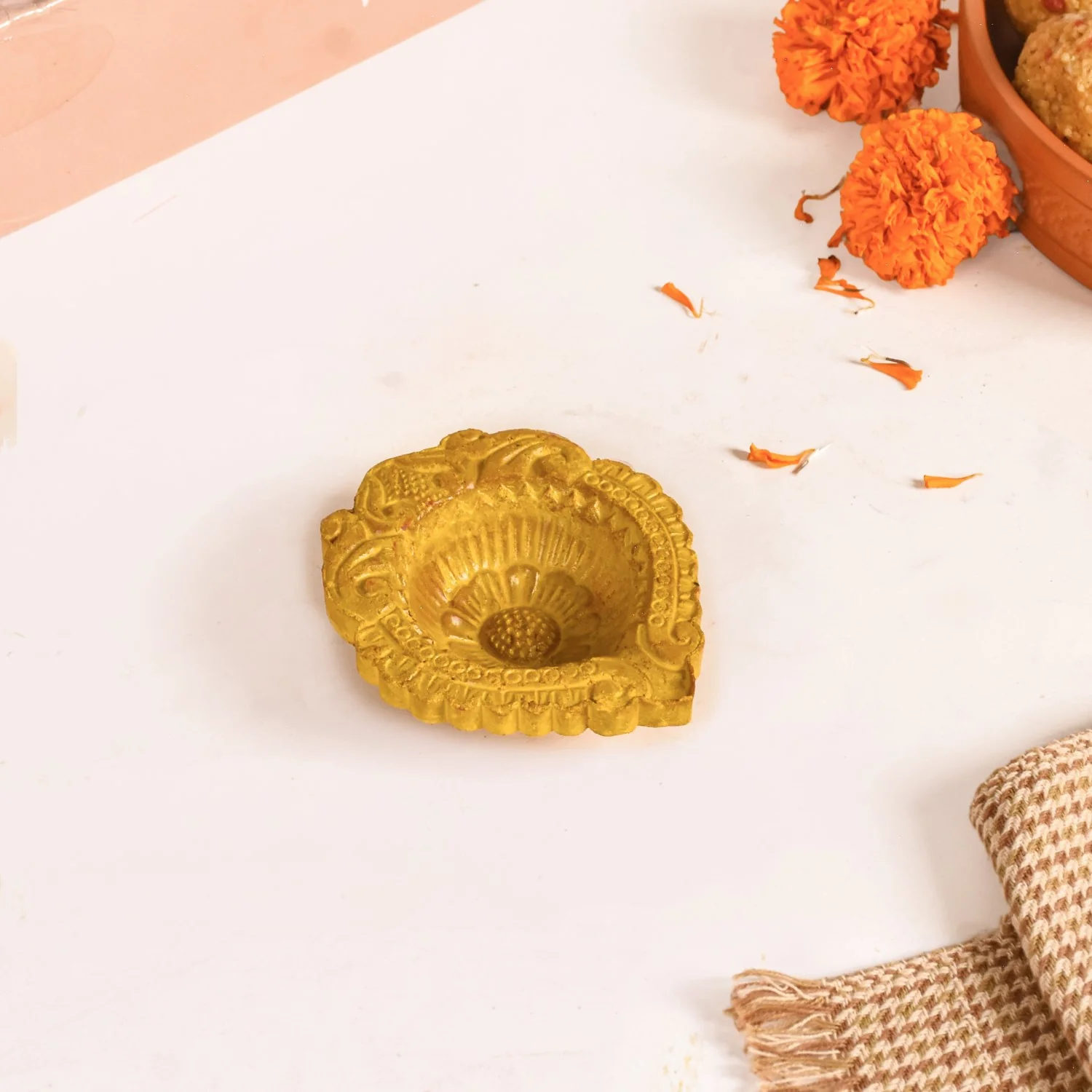 Tri Colour Natural Terracotta Diyas Set Of 48 - Image 7