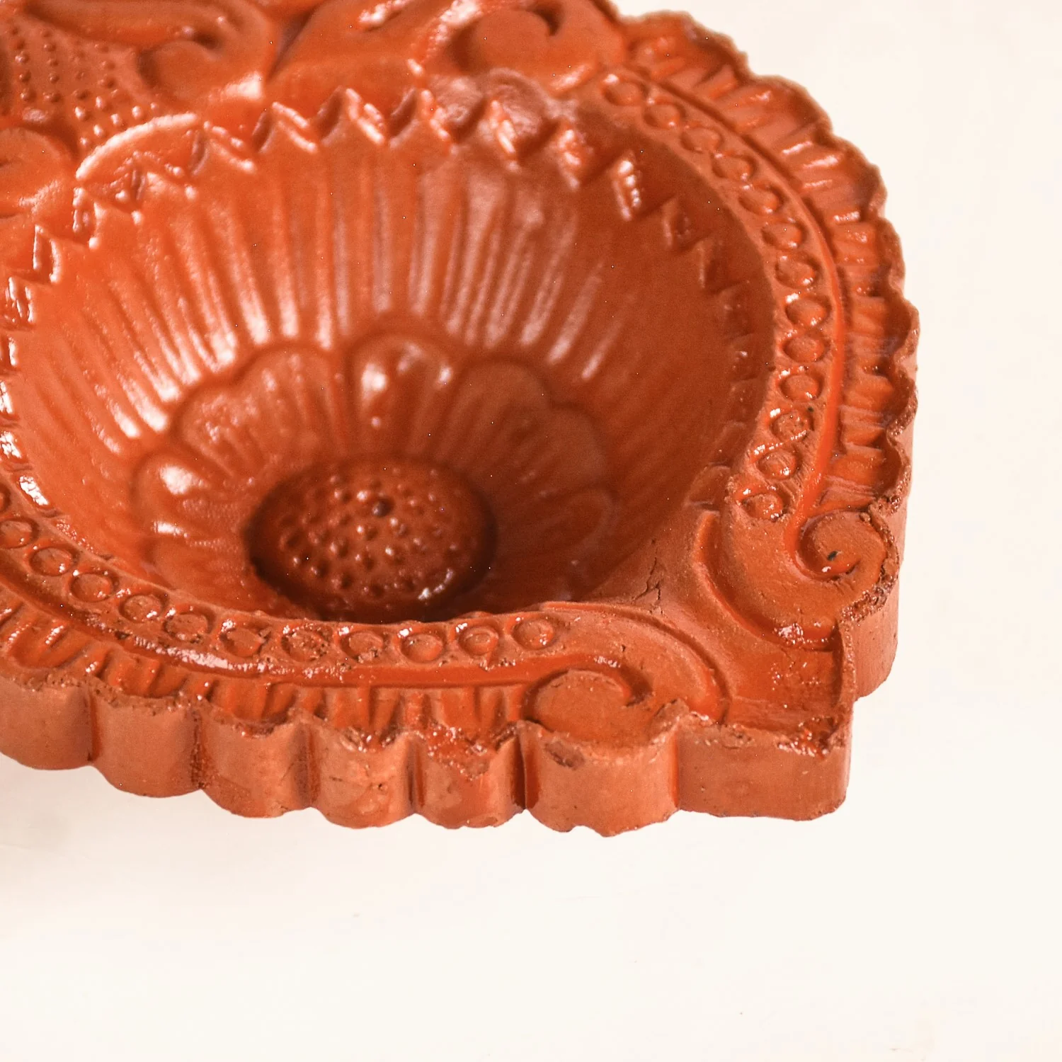 Tri Colour Natural Terracotta Diyas Set Of 48 - Image 9