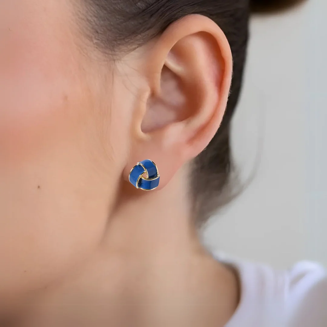 Triangular Blue And Gold Studs - Image 2