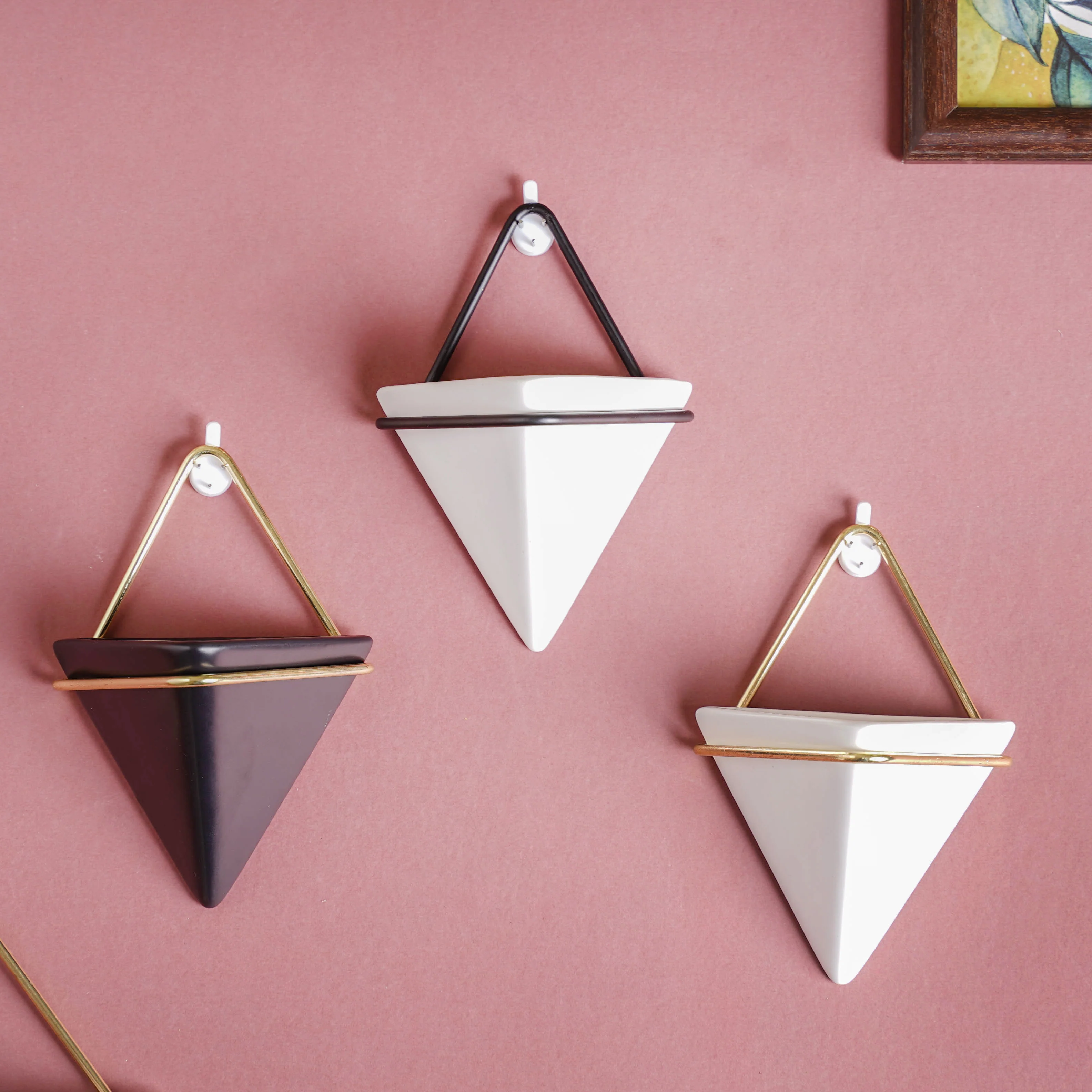 Triangular Ceramic Wall Planter Small - Image 2