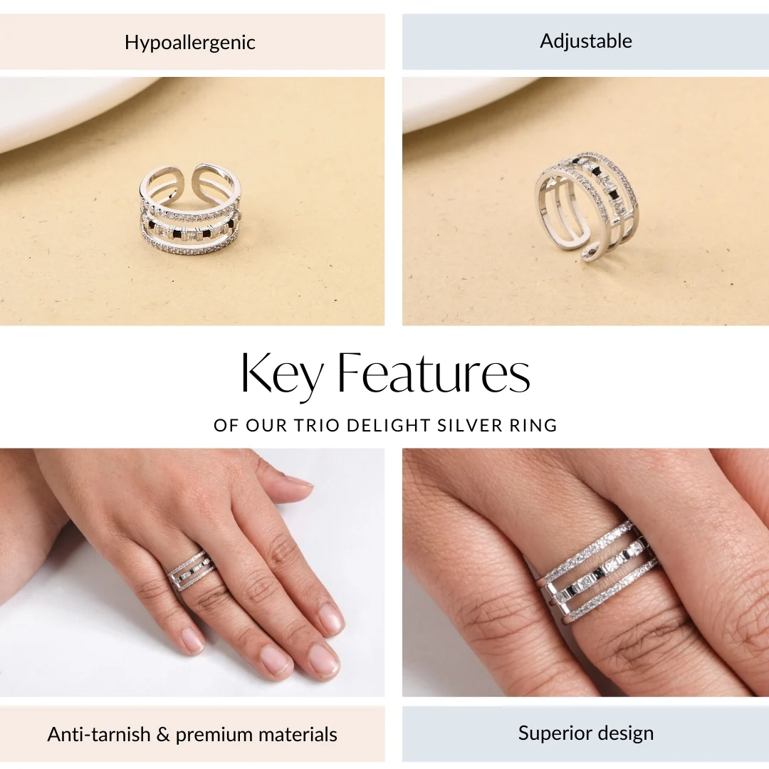Trio Delight Silver Ring - Image 4