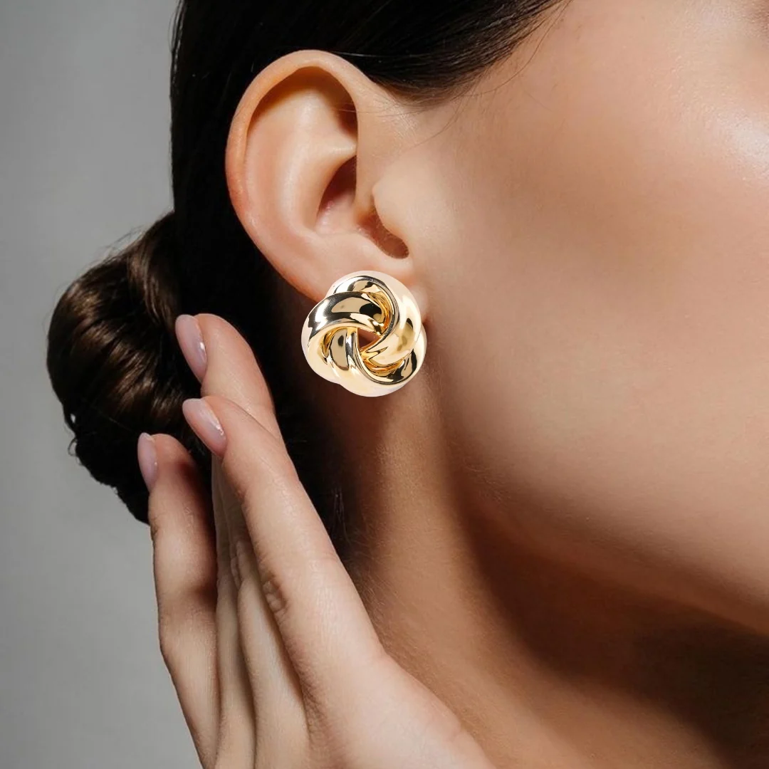 Triquetra Trinity Knot Gold Earrings - Image 2