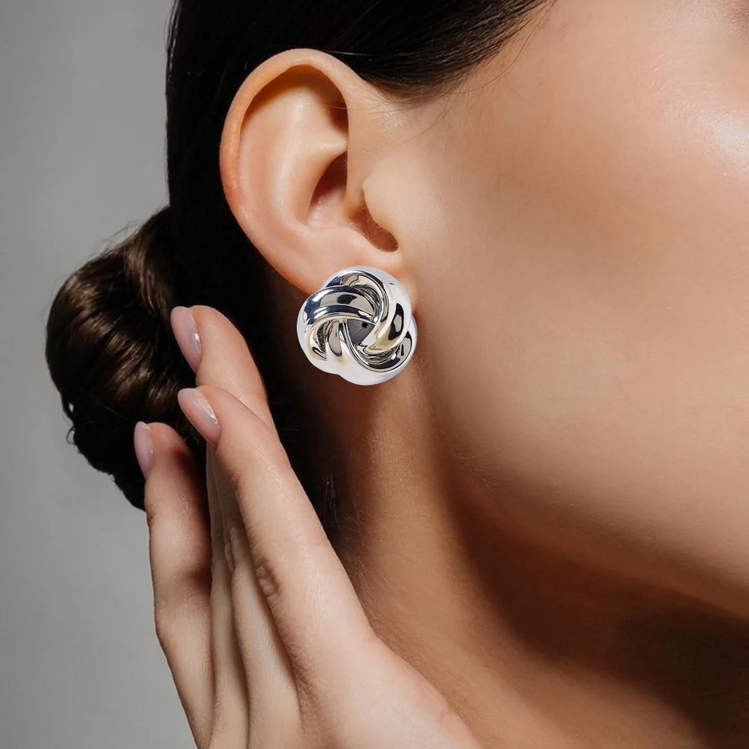Triquetra Trinity Knot Silver Earrings - Image 2