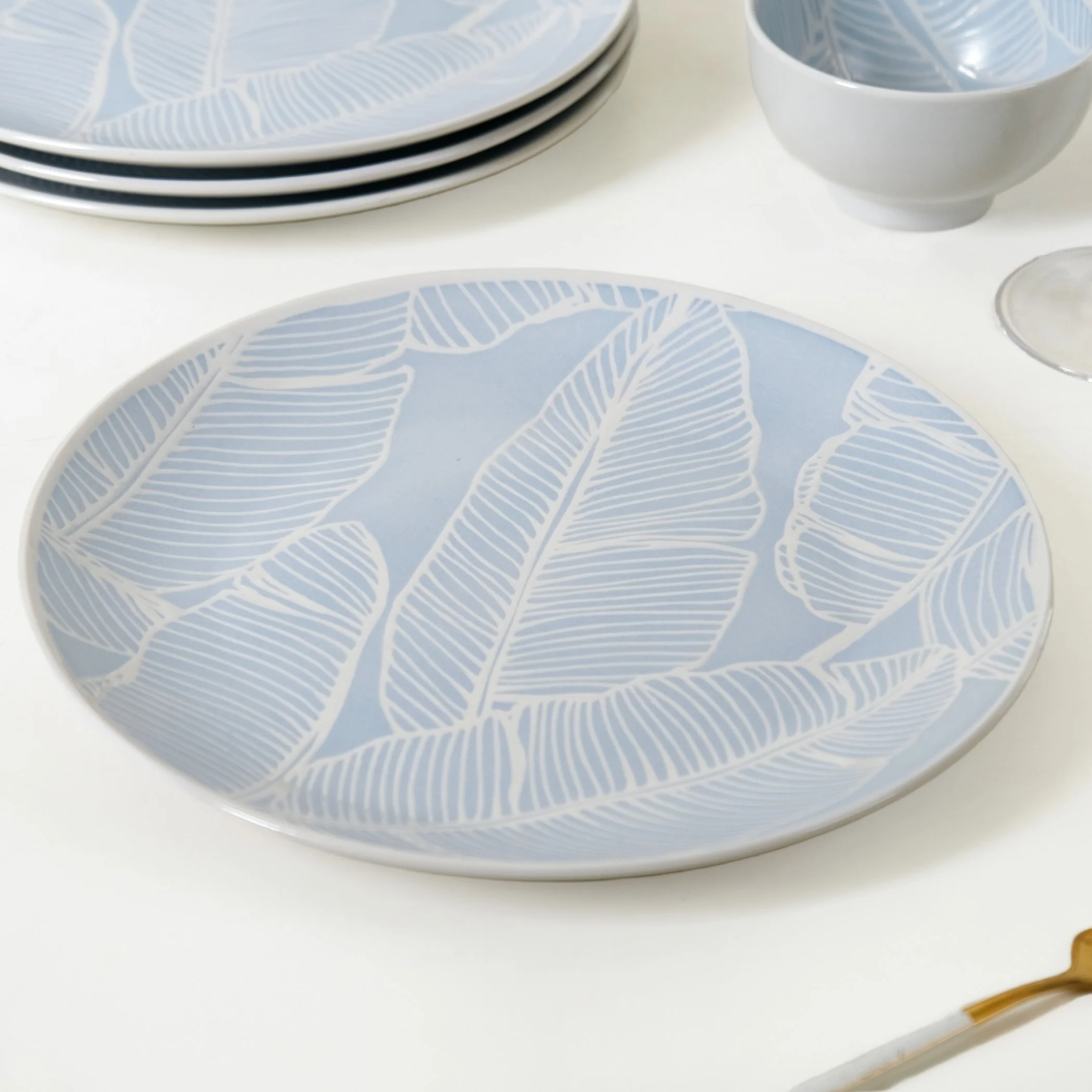 Tropica Baby Blue Printed Ceramic Dinner Plate Set Of 4 10 Inch - Image 3