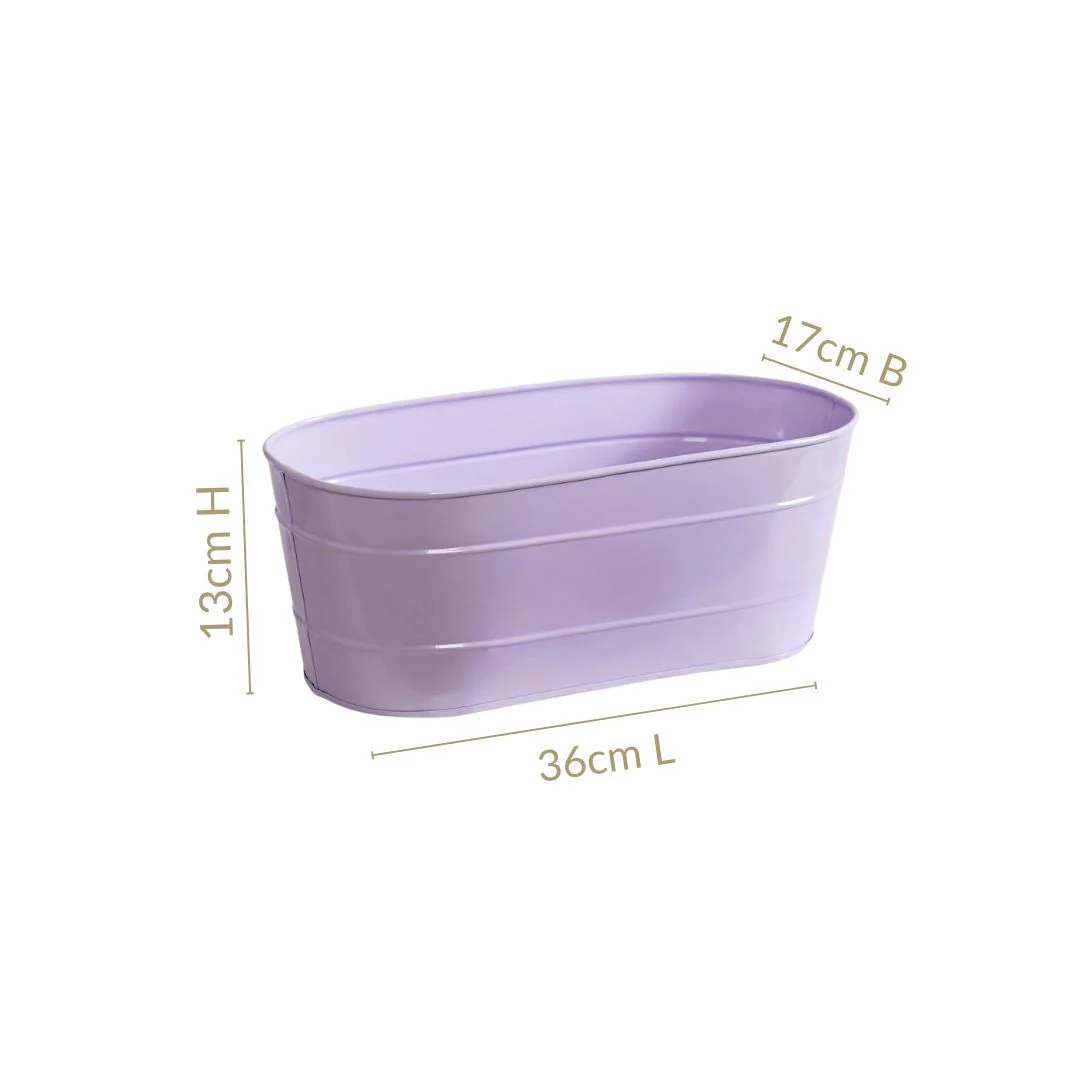 Trough Lined Lavender Oval Plant Holder Set Of 2 - Image 4