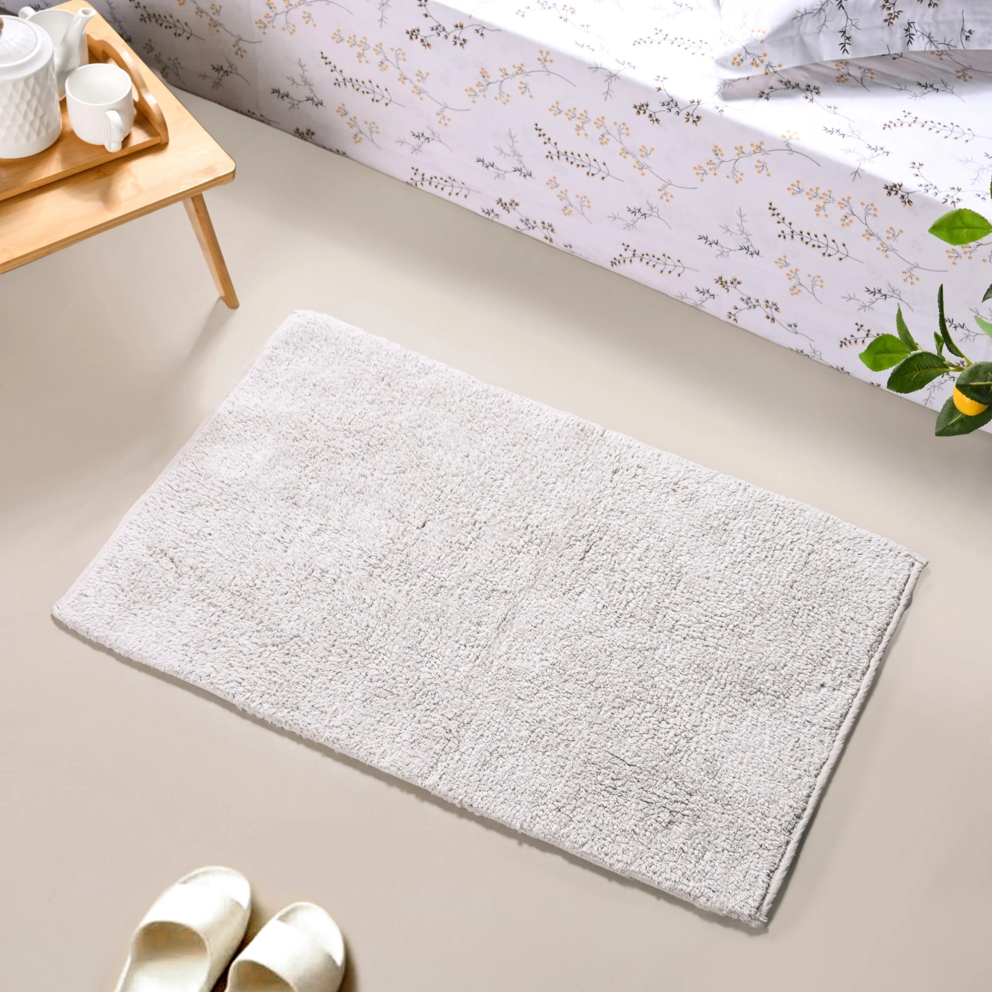 Tufted Cotton Reversible Floor Mat Light Grey 84x50cm - Image 2