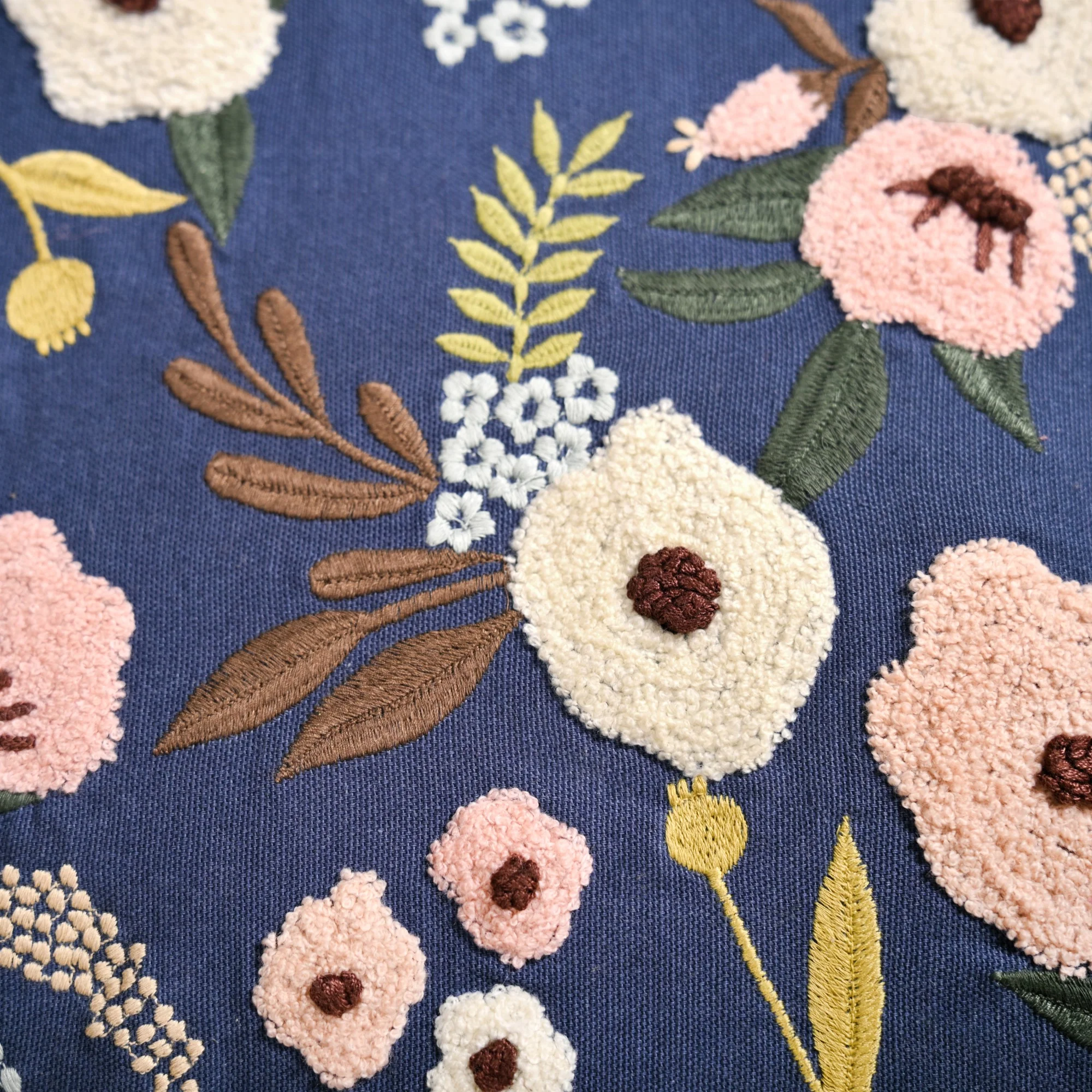 Tufted Floral Embroidered Cushion Cover 40x40cm - Image 3