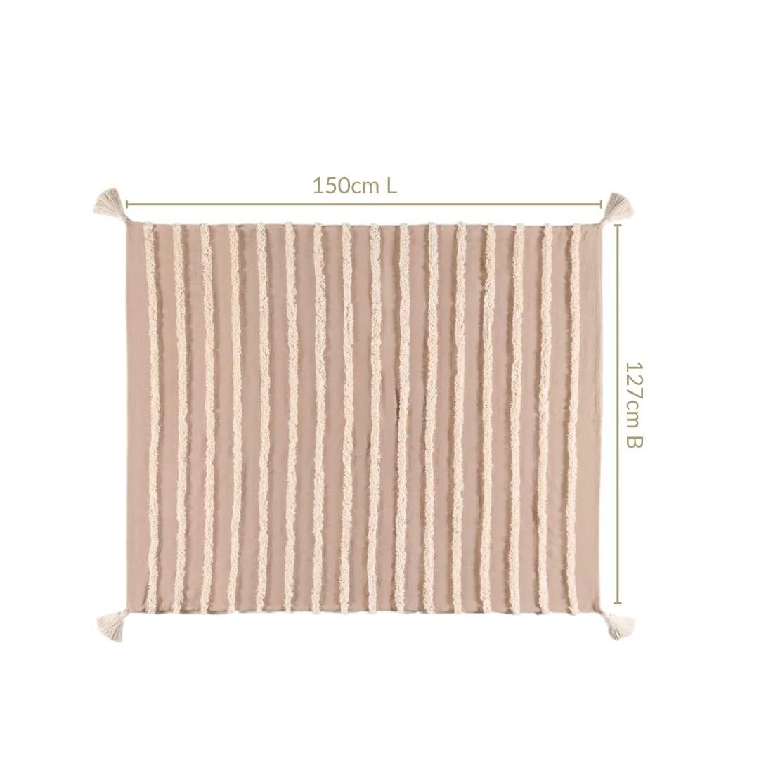Tufted Stripes Throw Blanket Taupe Brown - Image 3