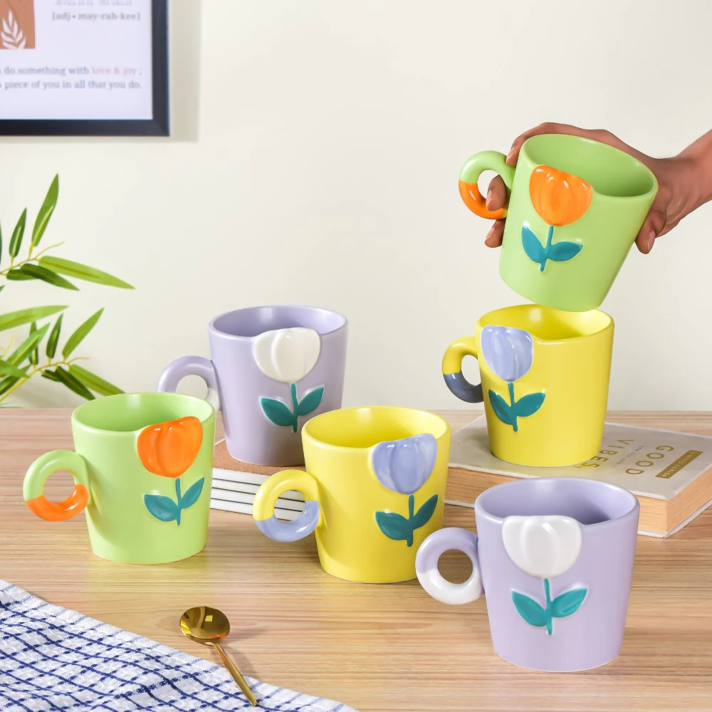 Tulip Coffee Mugs Set Of 6 330ml - Image 2