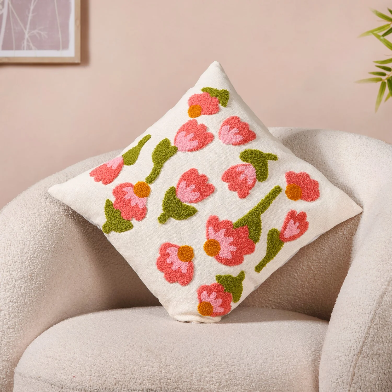 Tulip Embroidered Soft Cushion Cover Set Of 2 40x40cm - Image 6