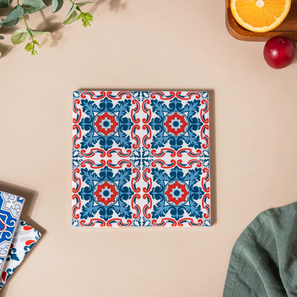 Turkish Patterned Ceramic Square Trivet - Image 4