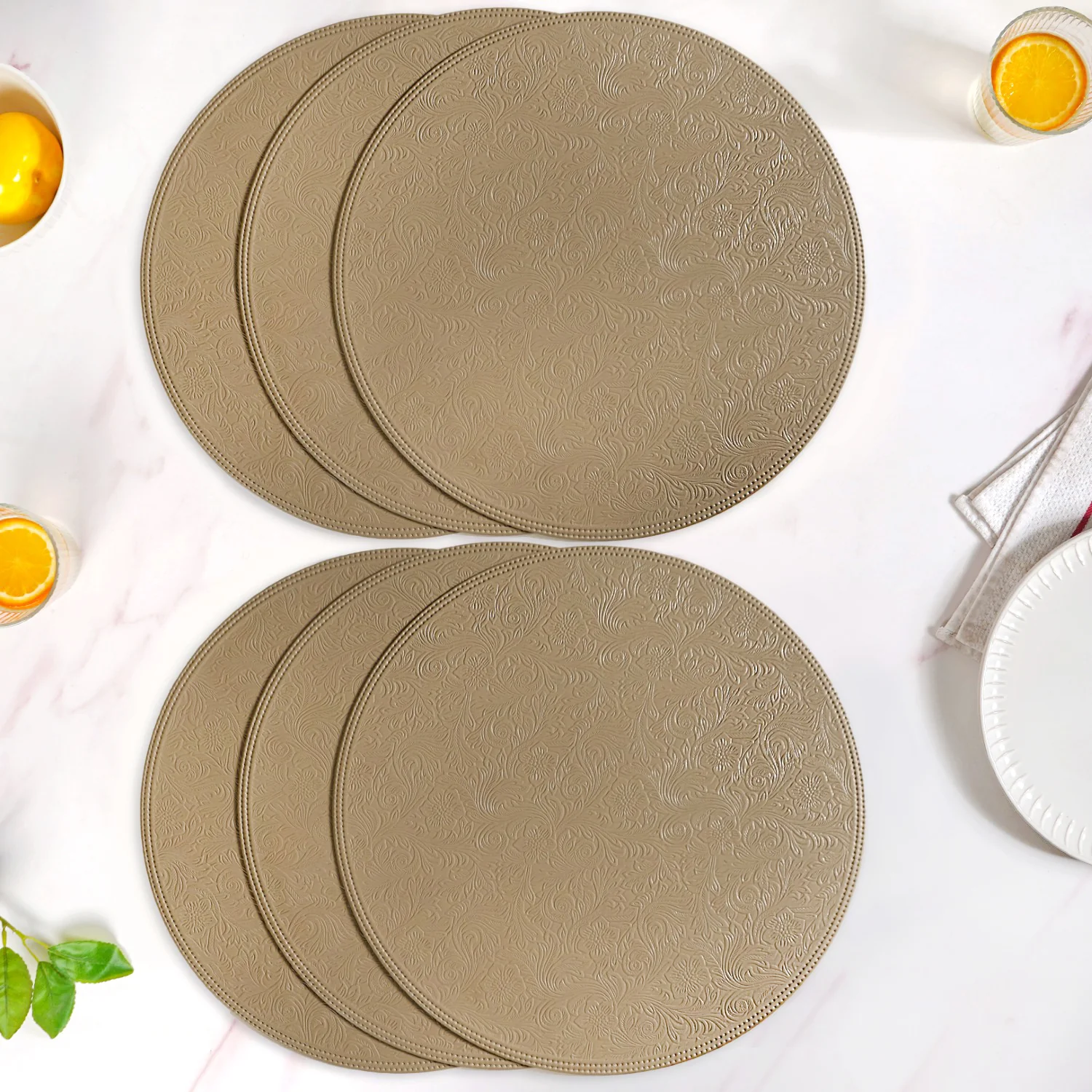 Tuscany Brown Round Table Mat Set Of 6 - Image 7