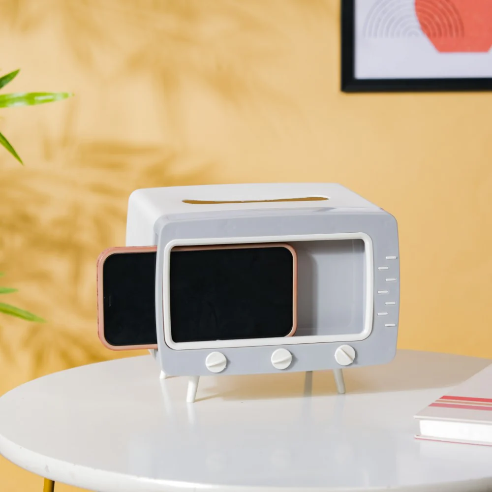 TV Tissue Box With Stand White - Image 2