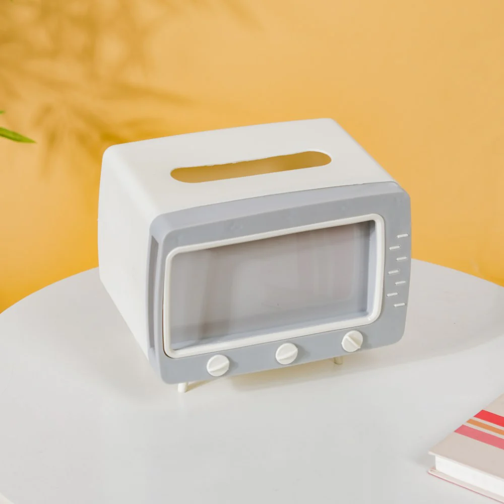 TV Tissue Box With Stand White - Image 4