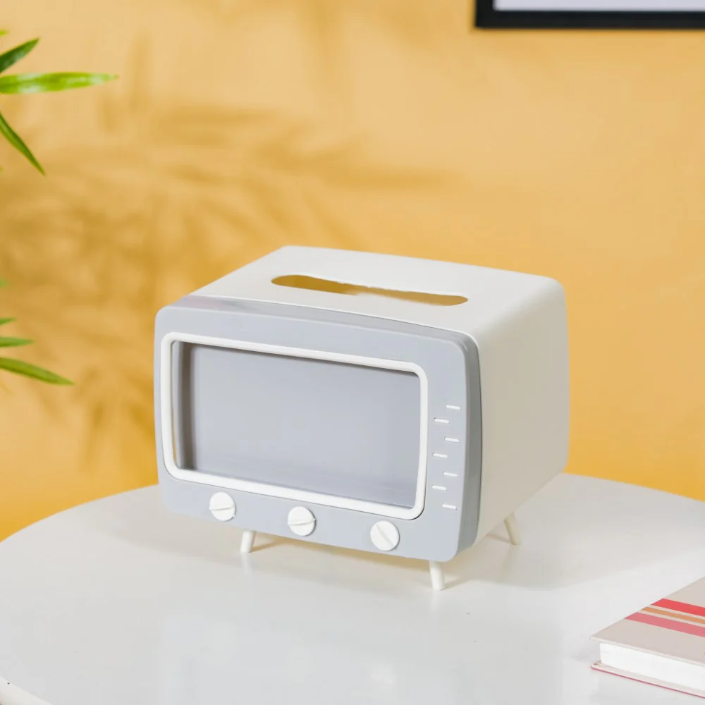 TV Tissue Box With Stand White - Image 5