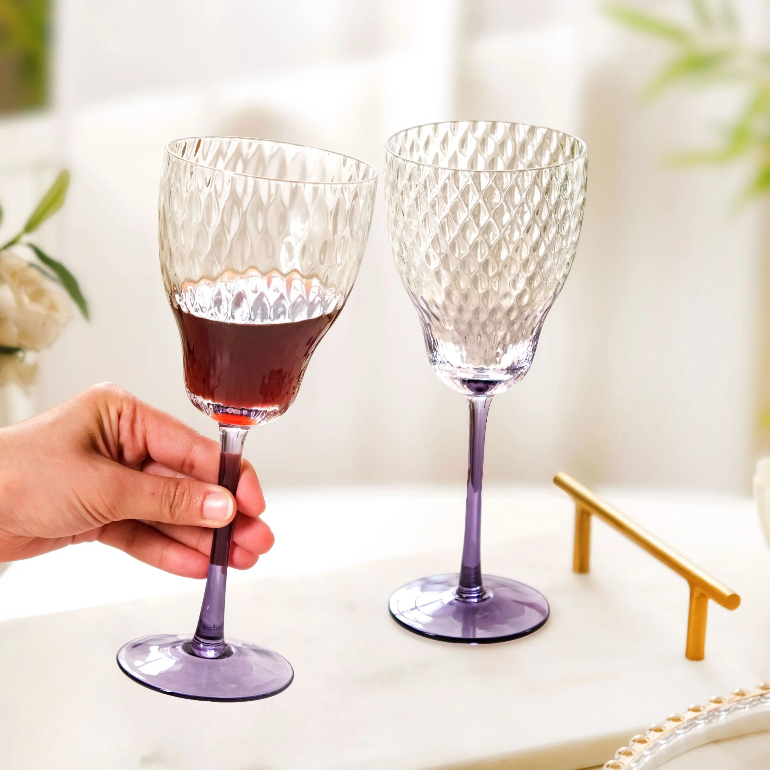 Twilight Embossed Wine Glass Set Of 2 360ml - Image 4