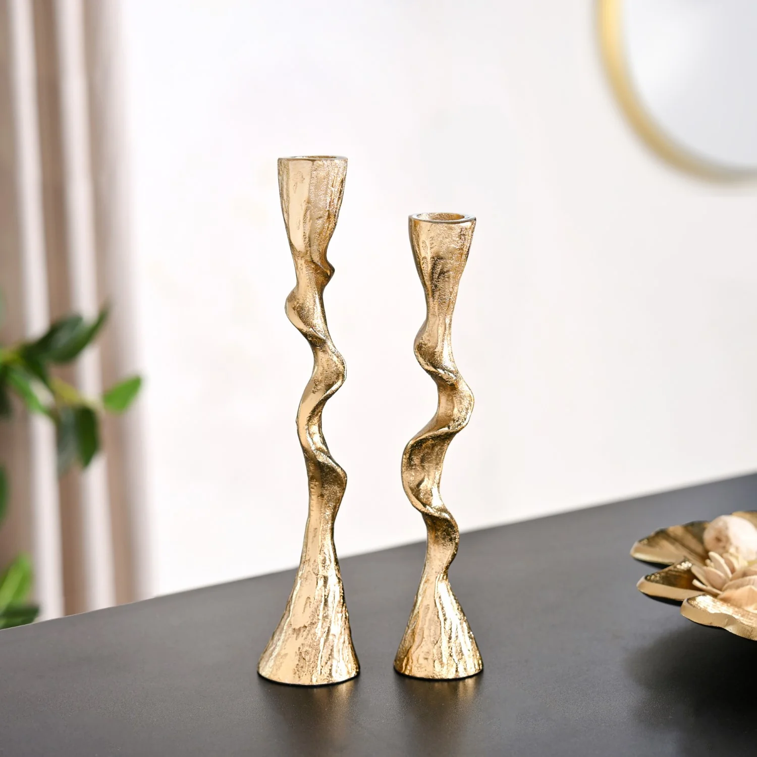 Twirl Table Candle Holder Set Of 2 Gold - Image 2