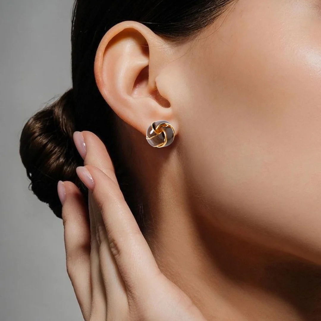 Twisted Knot Studs Brown - Image 2