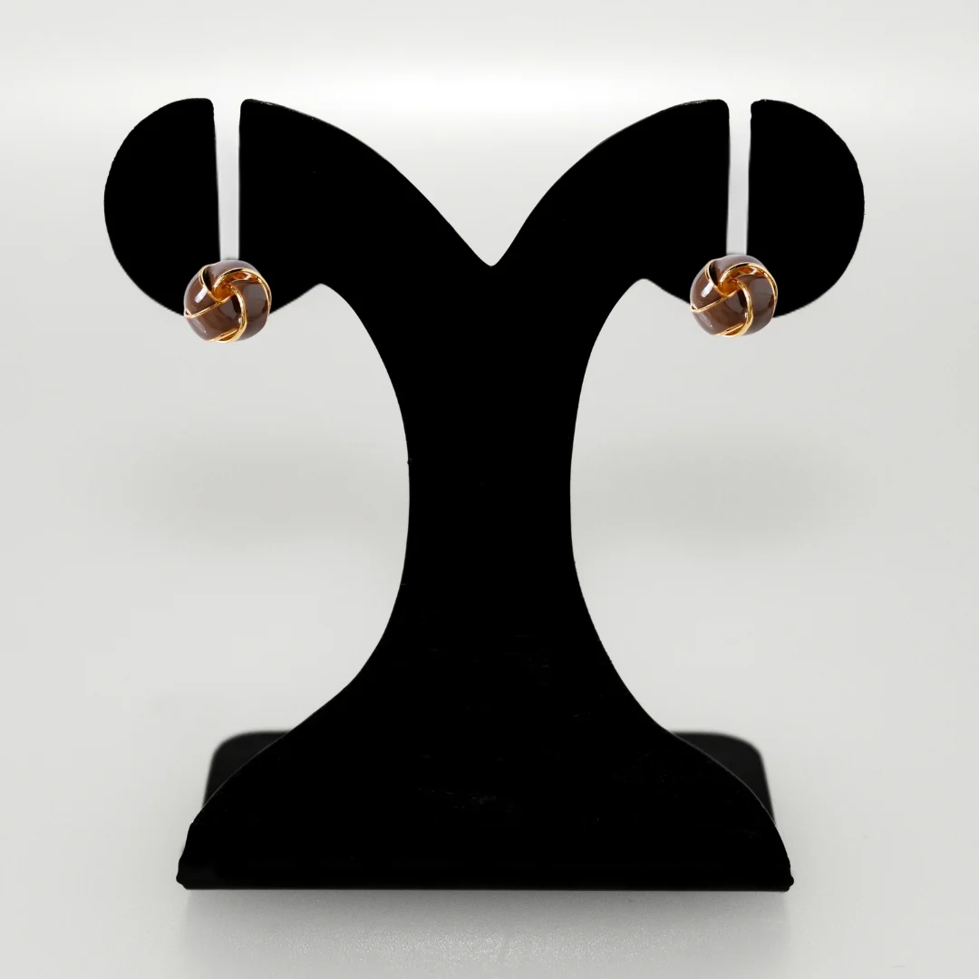 Twisted Knot Studs Brown - Image 6