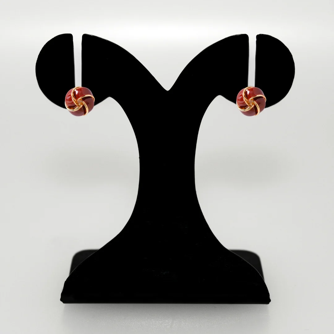 Twisted Knot Studs Maroon - Image 6