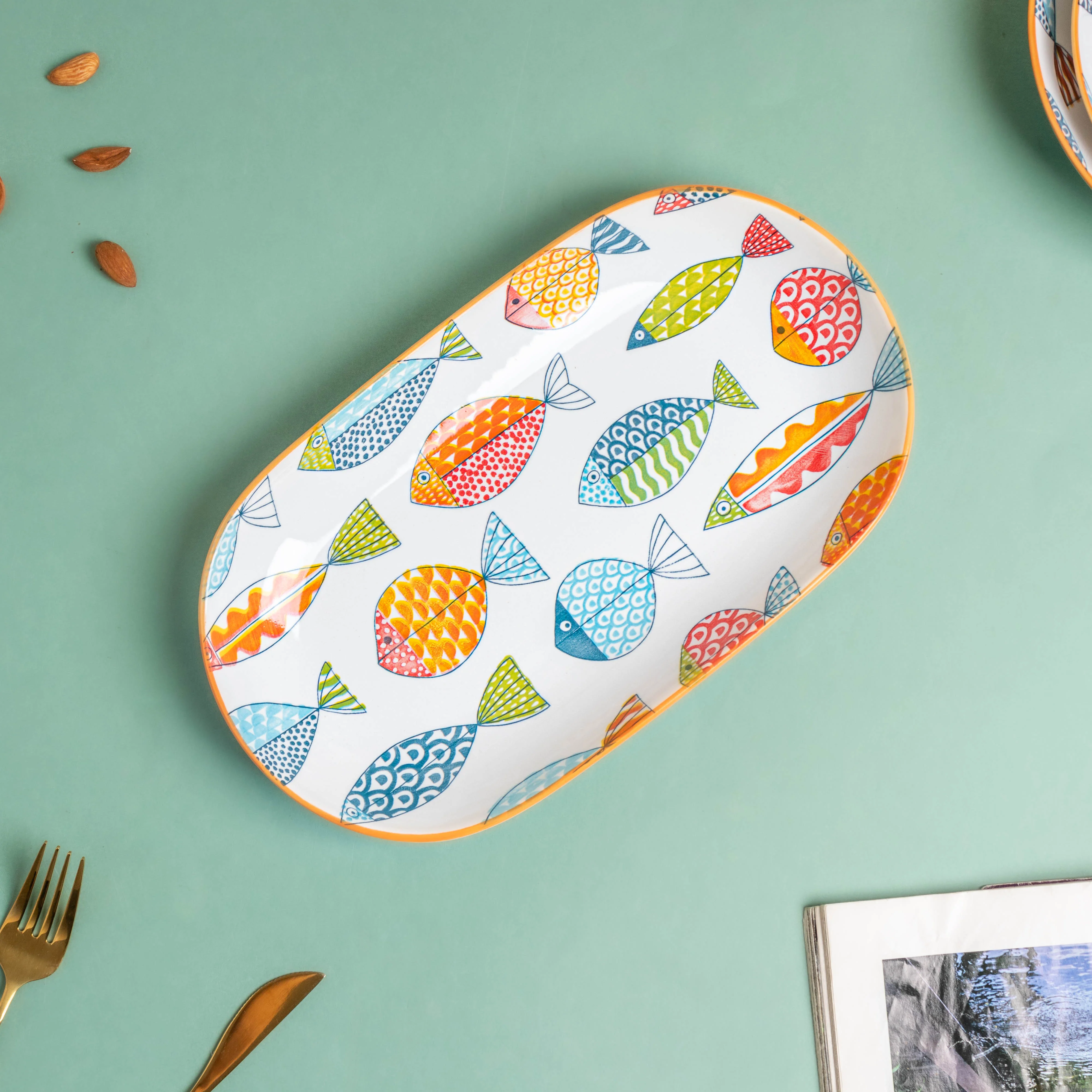 Ukiyo Ceramic Long Plate 11 inch