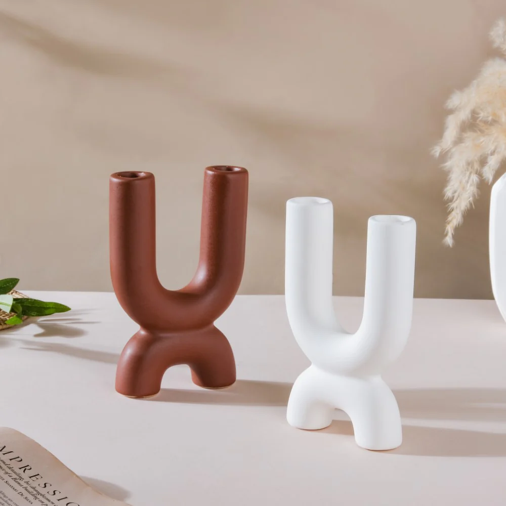 Ultra Mod Matte Ceramic 2 Arm Candle Holder - Image 10