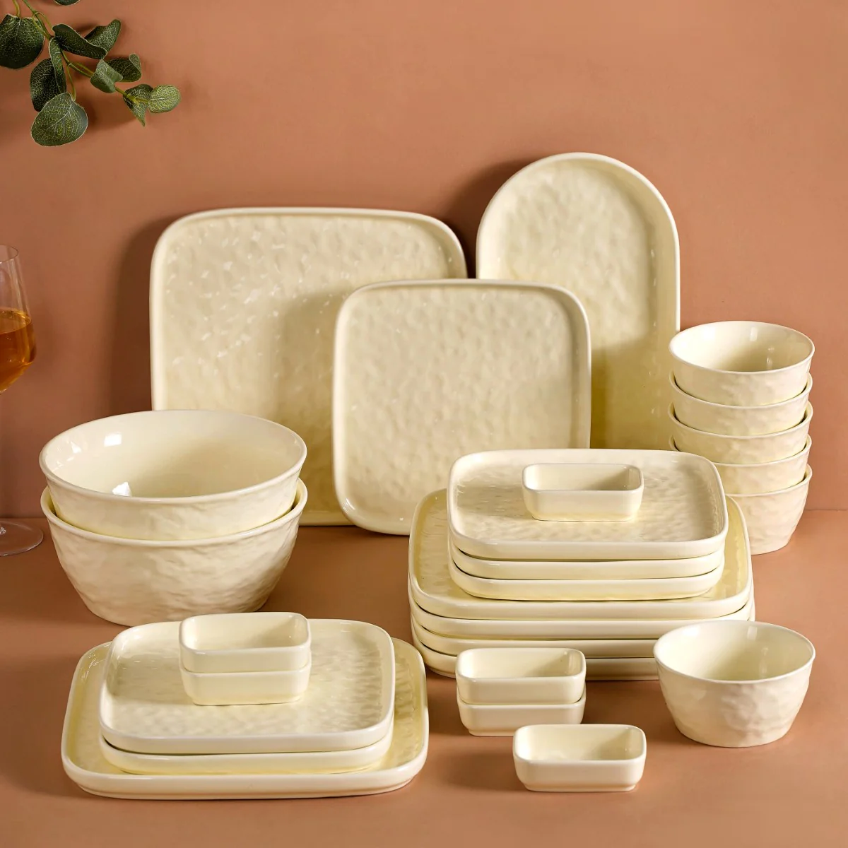 Vanilla White 27-Piece Ceramic Dinnerware Set For 6