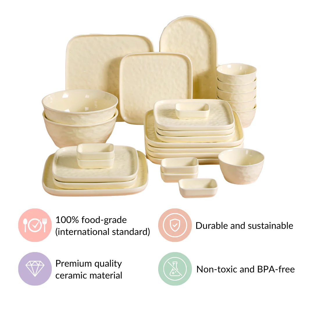 Vanilla White 27-Piece Ceramic Dinnerware Set For 6 - Image 5